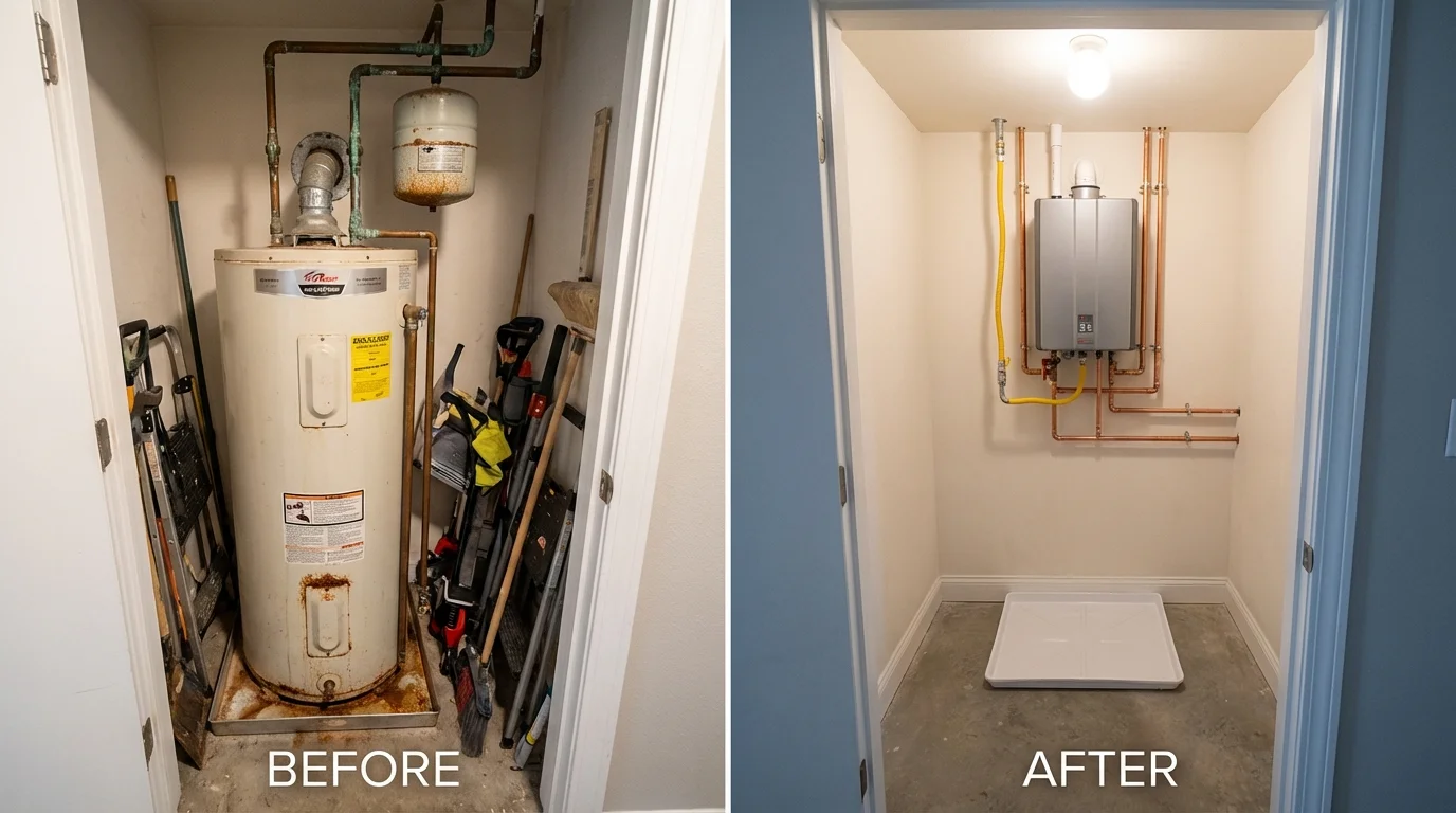 Tank water heater versus wall-mounted tankless unit comparison for Dundee, OR homeowners